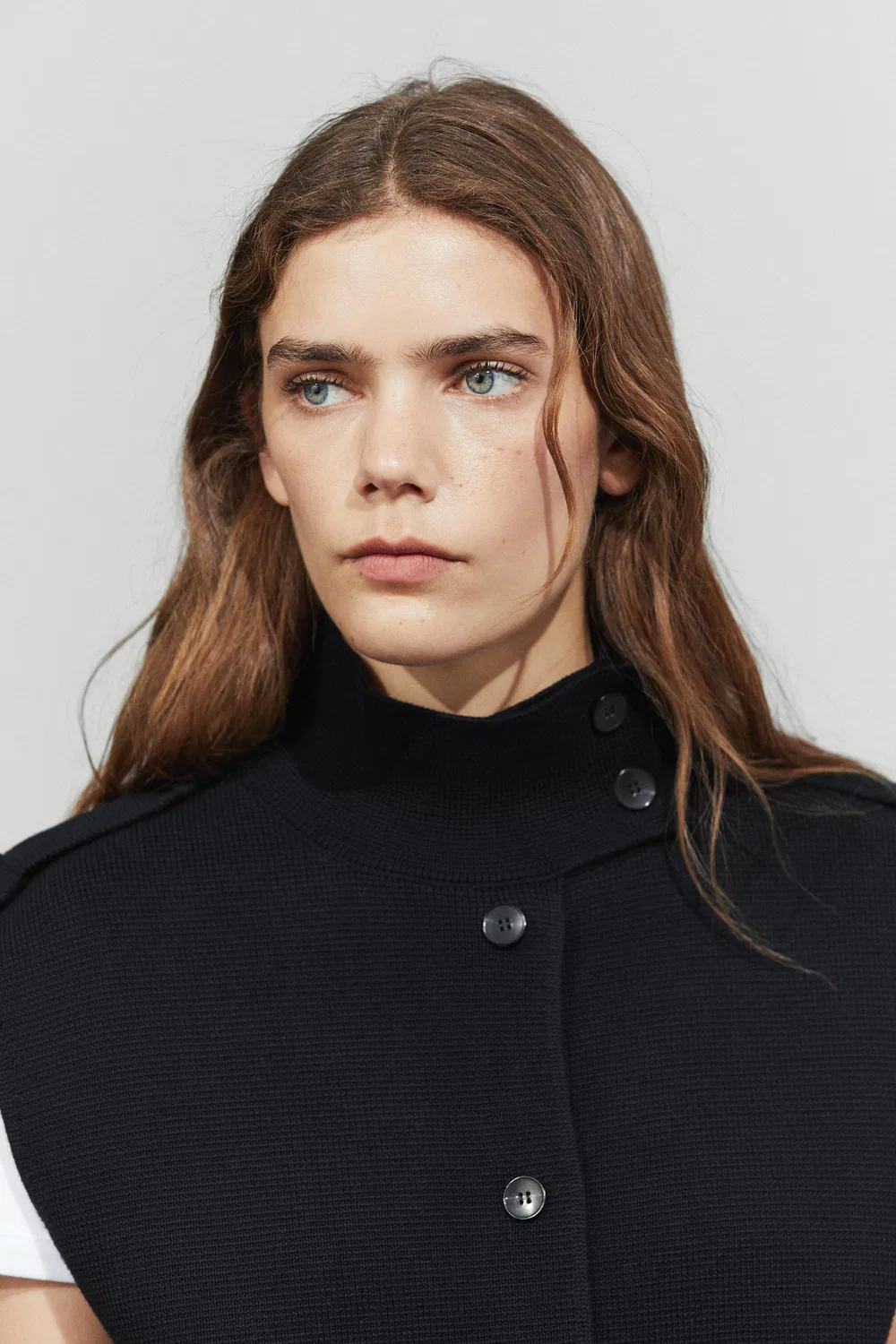 Жилет Massimo Dutti 100% Cotton Mock Neck Knit, темно-синий — фото 4