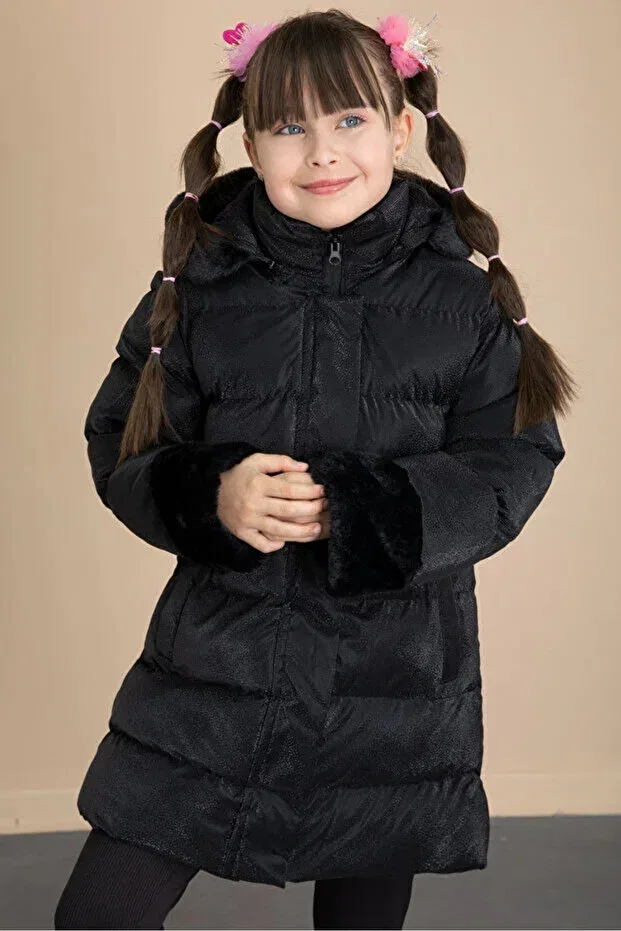 Детское зимнее пальто для девочек пуховик Gnygiyim, Black Black — фото 2