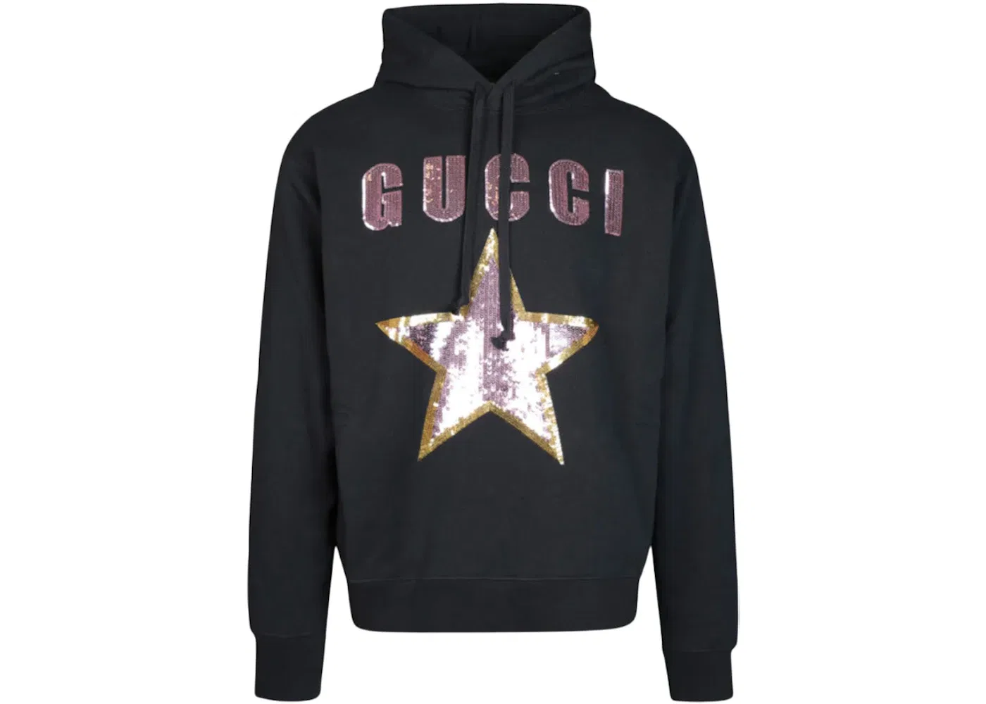 Мужской худи с пайетками и логотипом Gucci, Черный