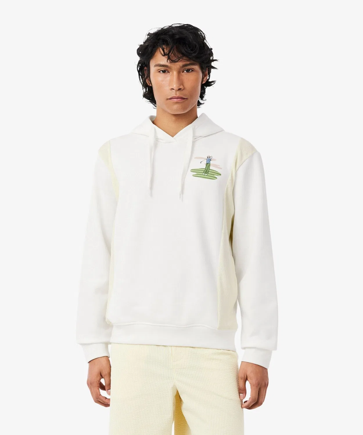 Свитшот-худи Lacoste Golf Флисовый принт, белый
