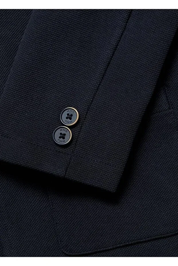 Детский блейзер для девочек с принтом Tricot Blazer With Pockets Mango Kids, Navy Blue — фото 4