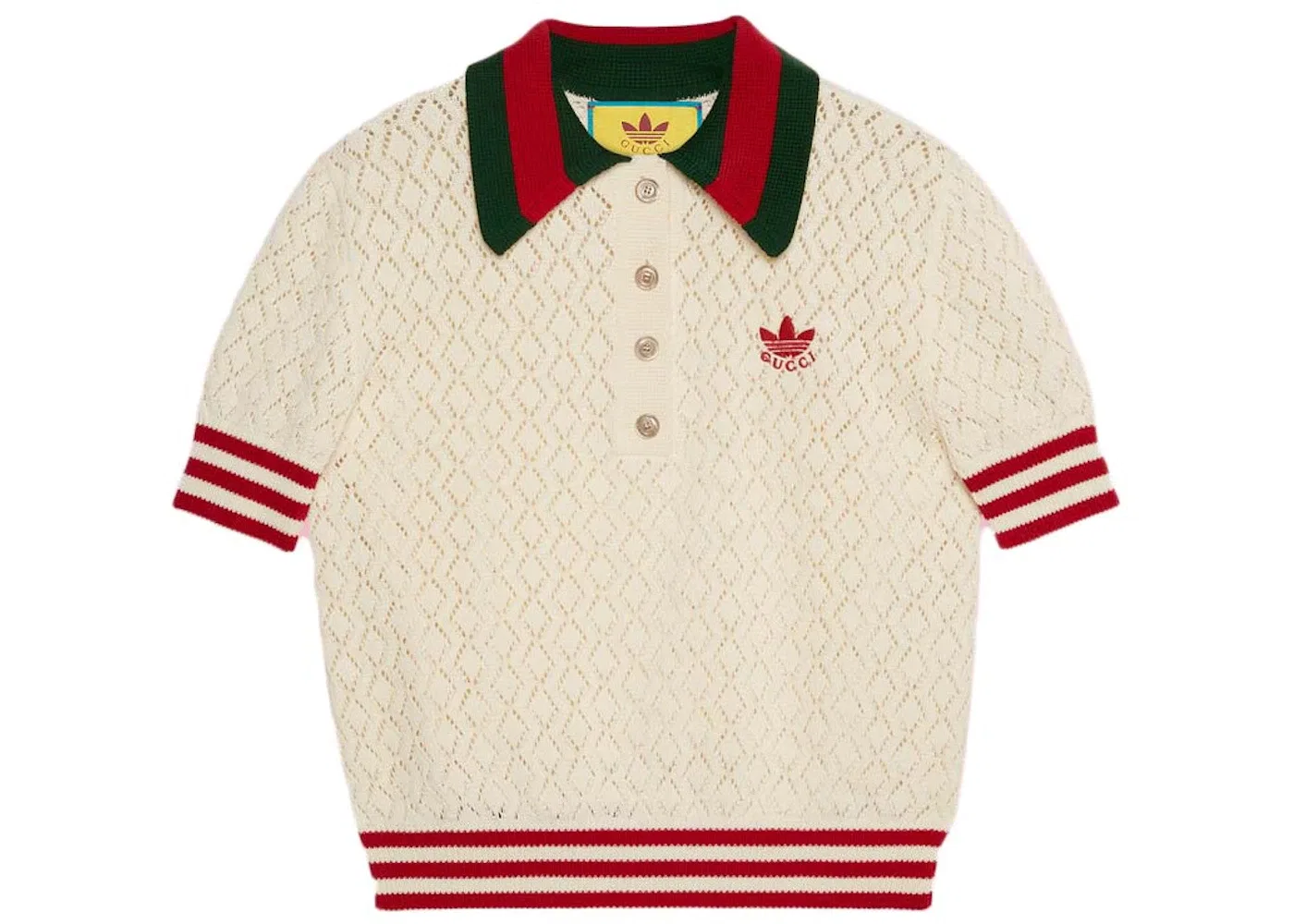Женское поло Gucci x Adidas Cotton Polo, White