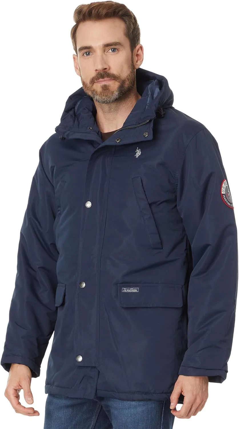 Мужское длинное пальто-парка с капюшоном U.S. POLO ASSN., Classic Navy