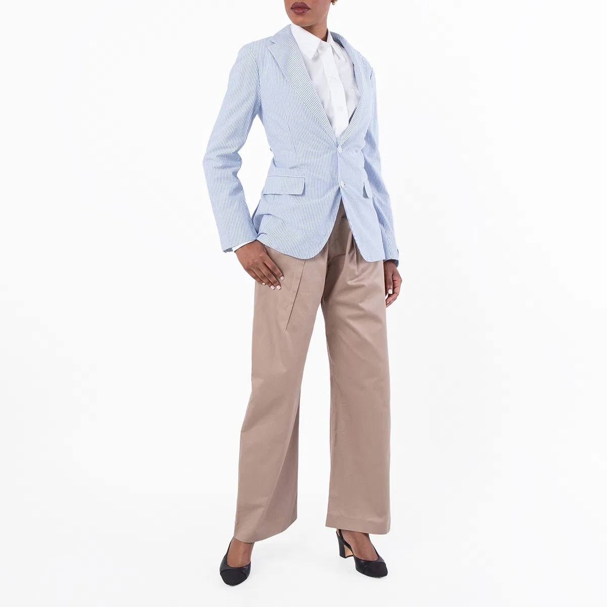 Пиджак приталенный из сисака с двумя пуговицами Polo Ralph Lauren, Blue Wht — фото 4