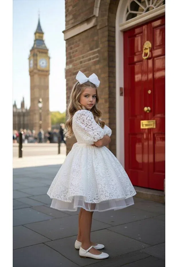Детское платье для девочек с длинным рукавом Mc Minicool, White