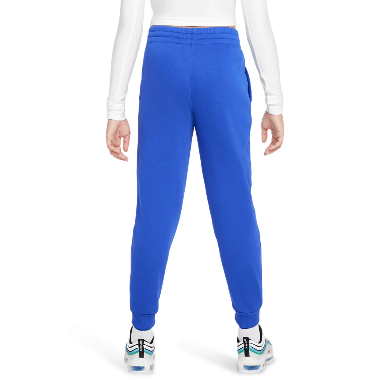 Детские спортивные штаны для мальчиков из футера с утеплением Nike NSW Club LBR Fleece Joggers, White/Game Royal — фото 2