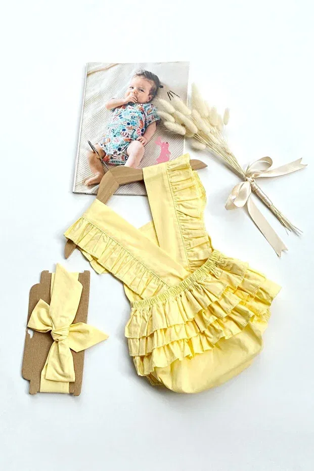 Детский комбинезон для девочек хлопковый Basics Parla Kids, Yellow — фото 3