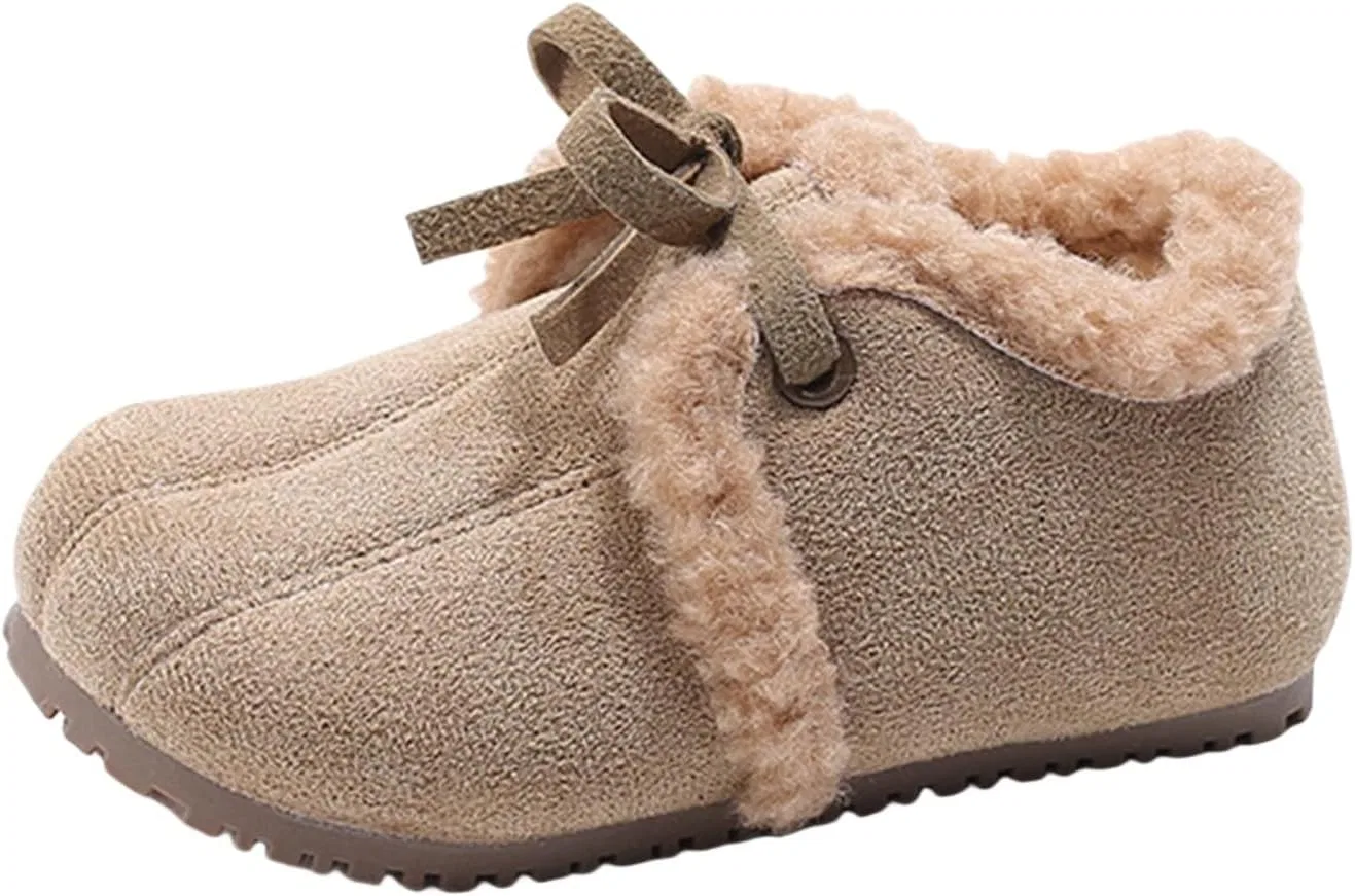 Детские ботинки с искусственным мехом для мальчиков и девочек, Khaki