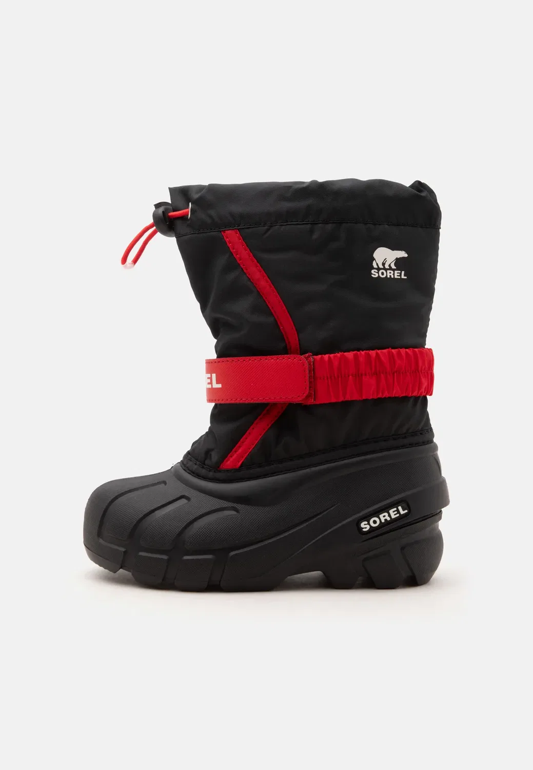 Детские зимние ботинки унисекс с цветочным рисунком Sorel, Black/Bright Red