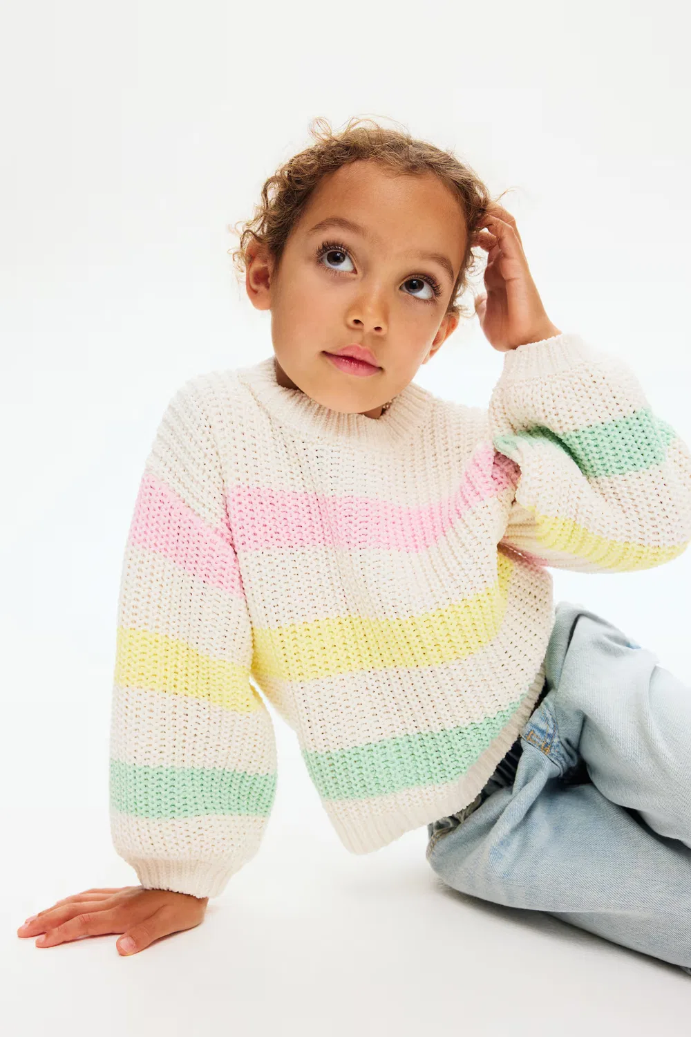Свитер из синели H&M, Cremefarben/Gestreift