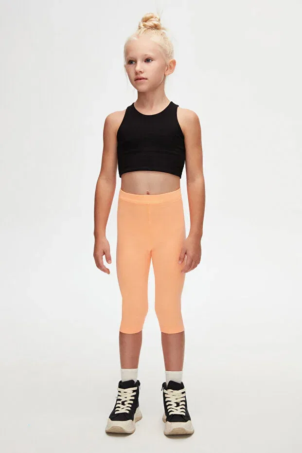 Детские леггинсы для девочек с принтом Lovetti, Neon Apricot