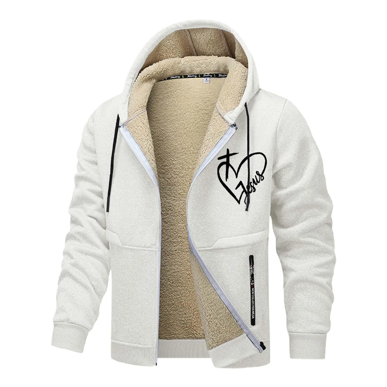 Мужской утепленный худи с молнией Work Hoodies, 2-white