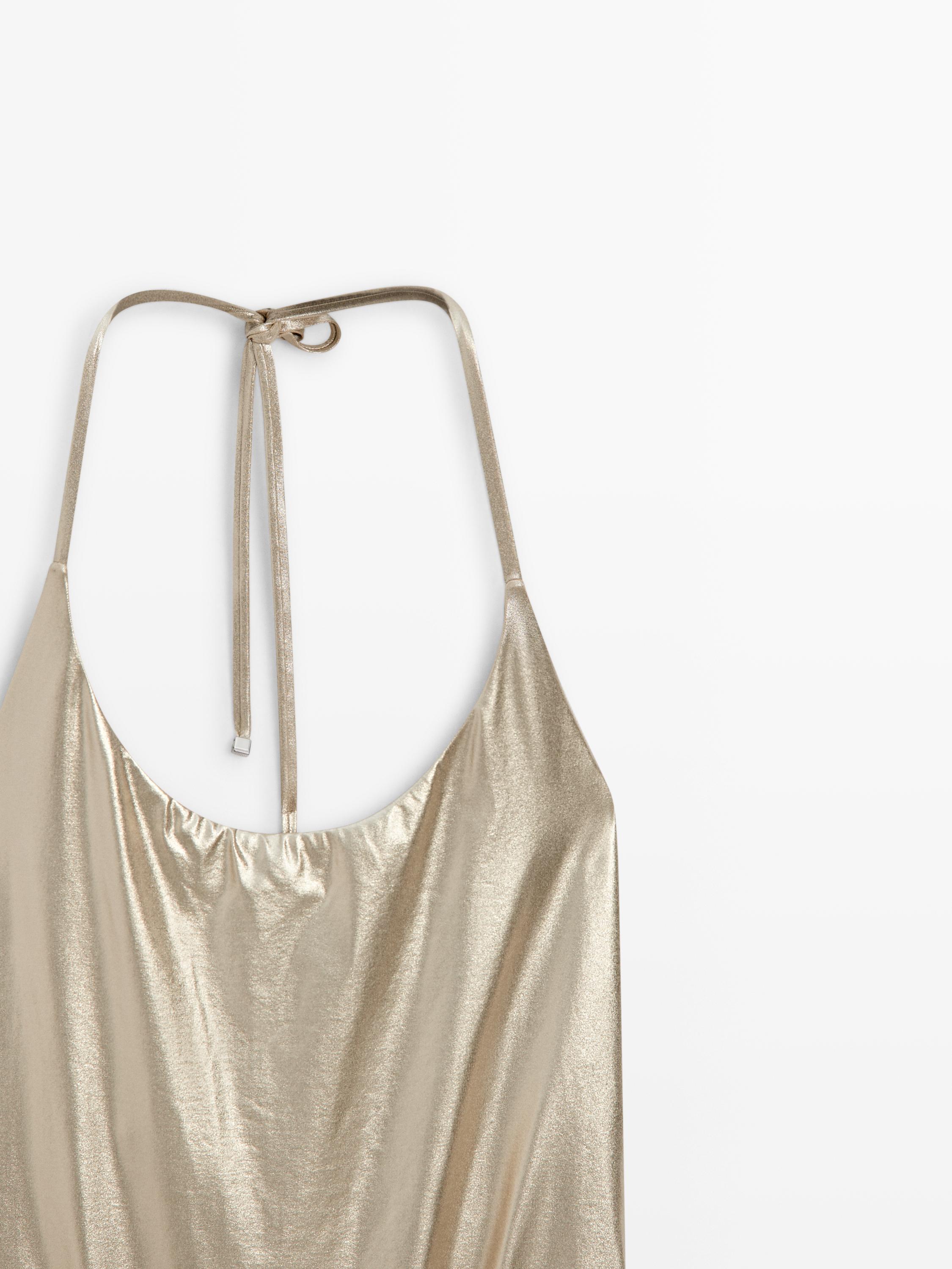 Купальник Massimo Dutti Metallic, золотой — фото 4