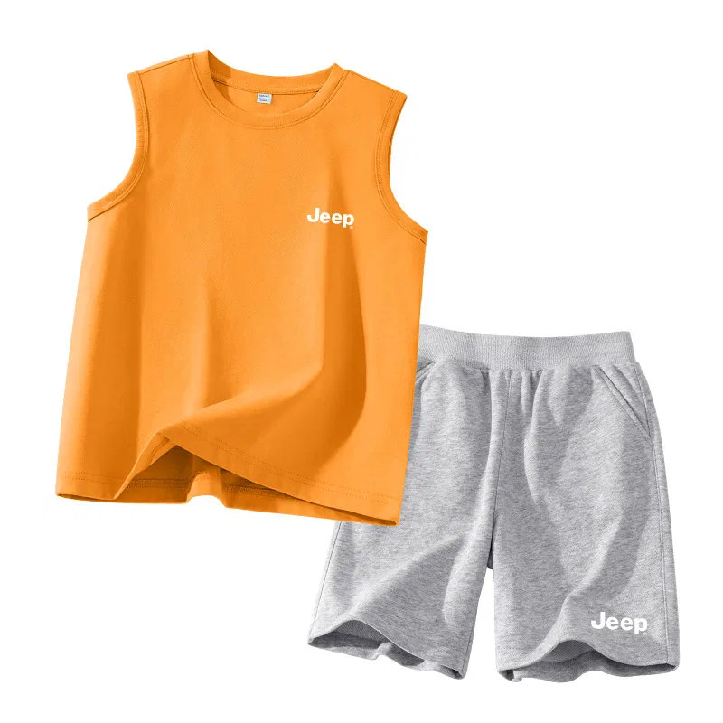 Детский спортивный комплект из 2 предметов с принтом Jeep, Orange/E White Logo Silicone K-Gray/E White Logo Lower Left K