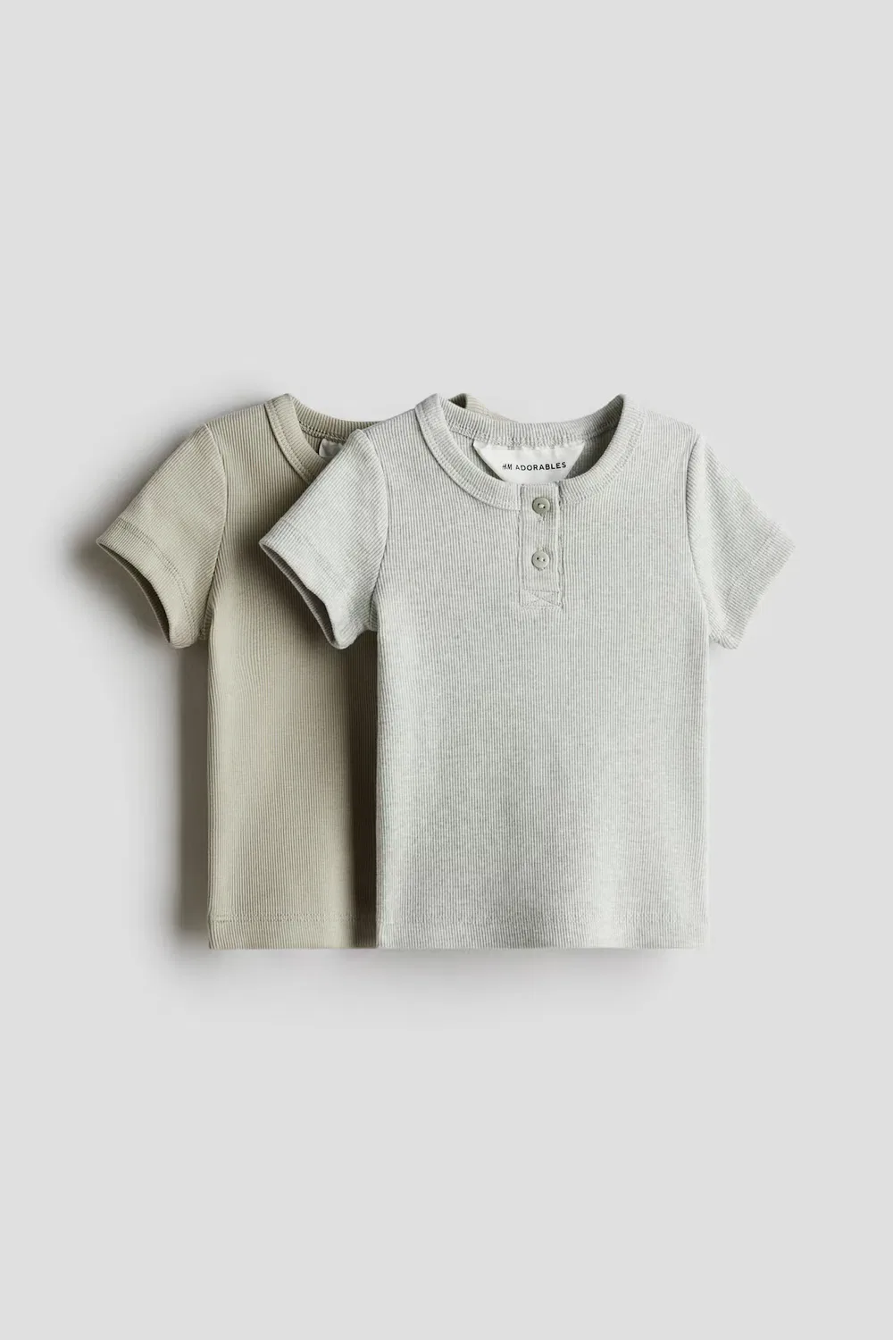 Комплект из двух хлопковых рубашек-поло H&M, Khakigrün/Graumeliert