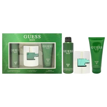 Подарочный набор Guess Man: туалетная вода 75 мл, дезодорант-спрей 180 мл, гель для душа 200 мл, Guess