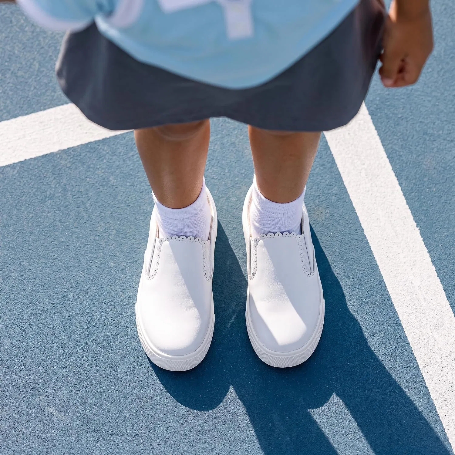 Детские кроссовки для девочек с блестками Slip-On Tegeek, Arctic White — фото 4