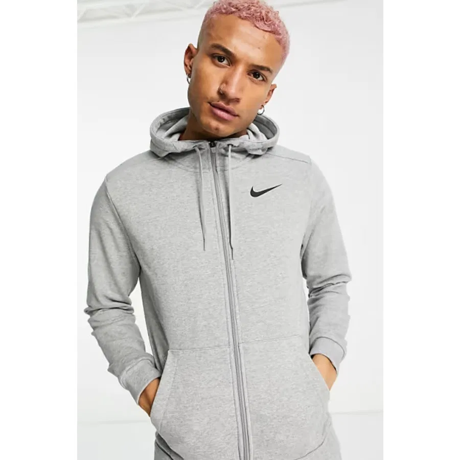 Мужской свитшот с капюшоном Dri-Fit Full-Zip Fleece Nike, Серый — фото 2