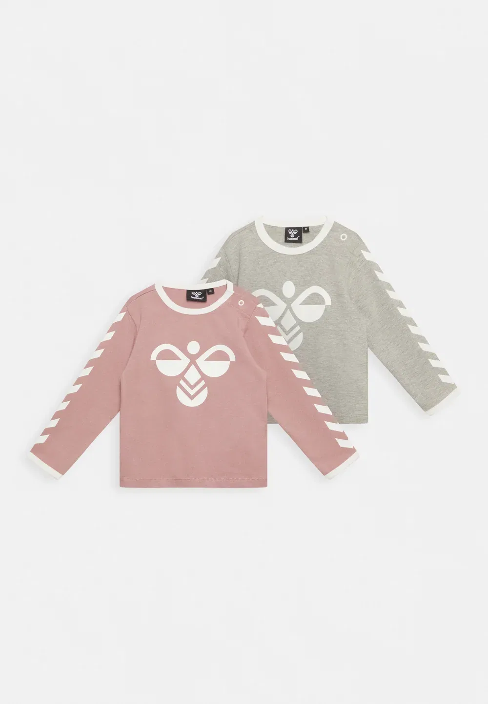 Комплект из двух футболок унисекс Flipper с длинными рукавами Hummel, Grey Melange/Wood Rose
