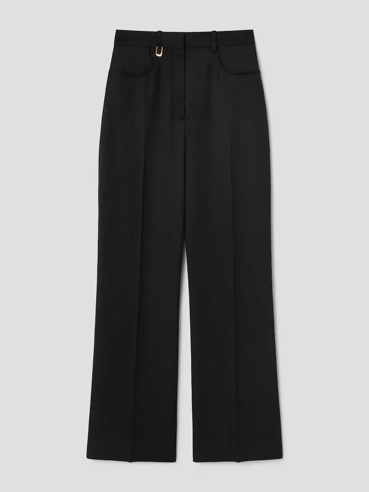 Брюки прямого кроя, высокие JACQUEMUS, Black