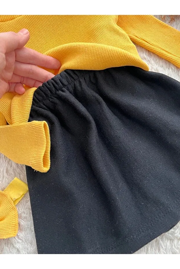 Детский комплект для девочек из блейзера и юбки с длинным рукавом Young Bahnur, Yellow — фото 3