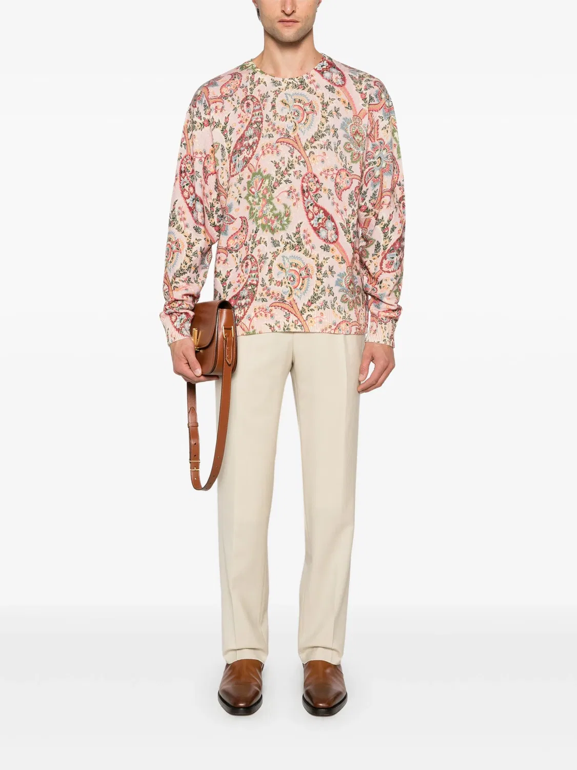 Плиссованные шершаавые брюки ETRO, нейтральные — фото 2