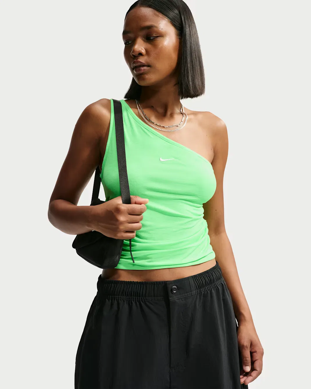 Женская облегающая майка на одно плечо Nike Sportswear, Illusion Green/Sail