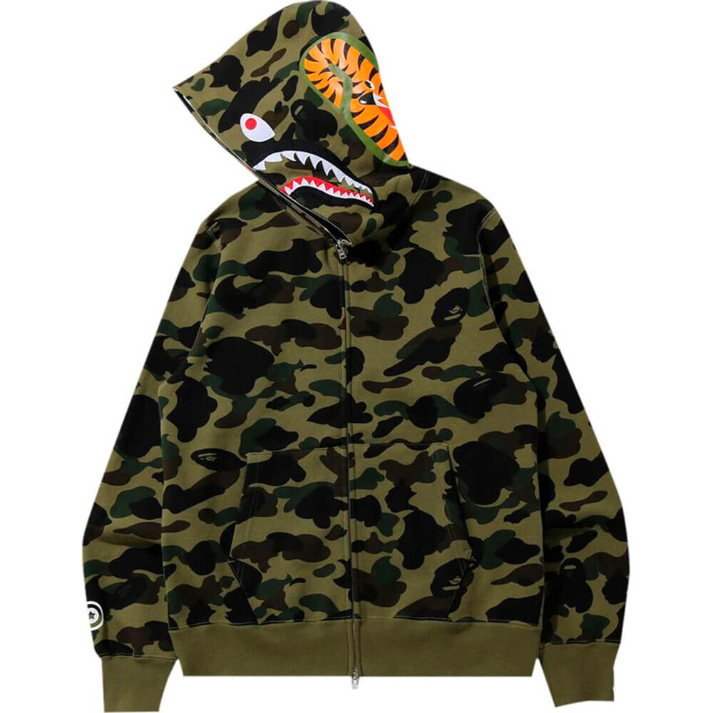 

Худи BAPE 1st Camo Shark Full Zip 'Green', зеленый