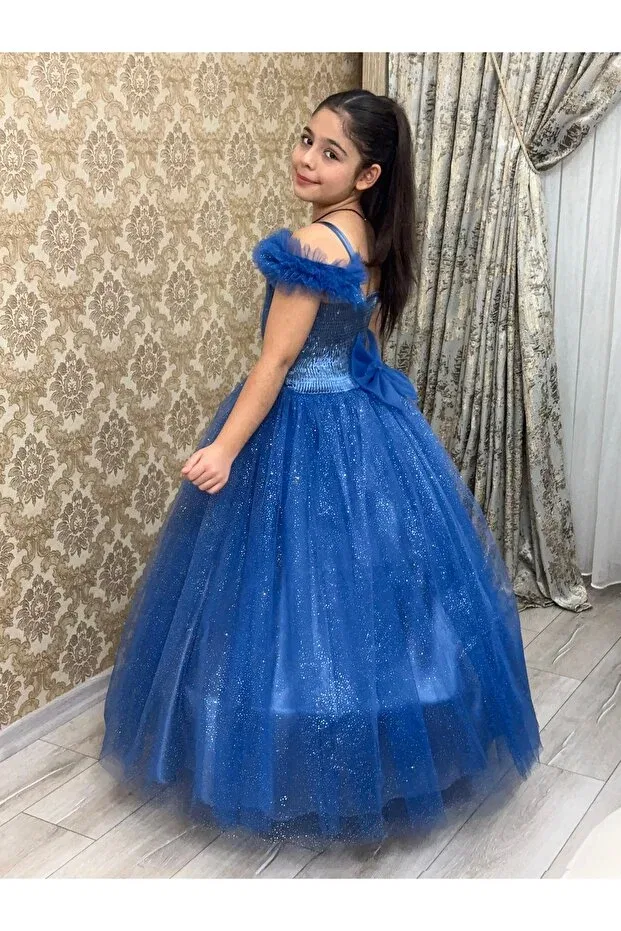 Детское платье для девочек с пайетками Tuha Kids Design, Indigo — фото 3