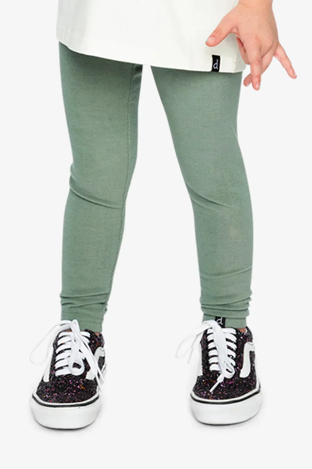 Детские леггинсы из рубчика с эластичным поясом Deux par Deux, Green Printed Green — фото 2