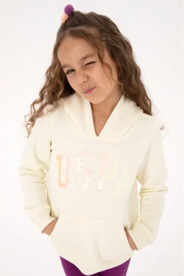 Детское худи для девочек хлопковое U.S. Polo Assn., Cream