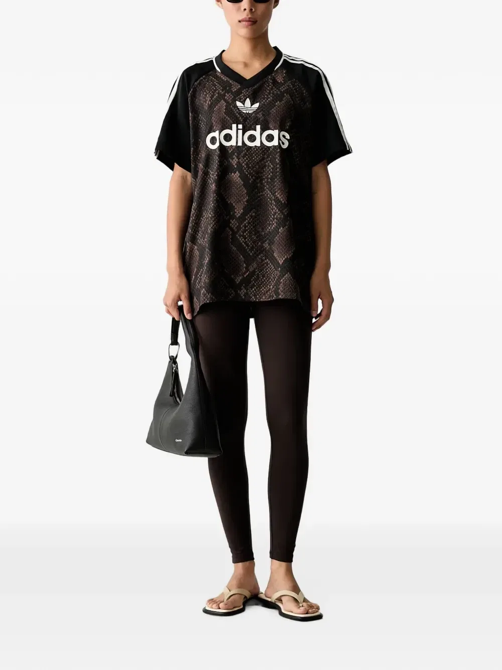 Футболка с логотипом и змеиным принтом Adidas, коричневый — фото 2