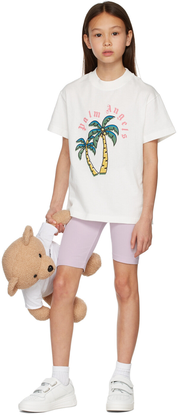 

Детские розовые велосипедные шорты с логотипом Palm Angels, Розовый, Детские розовые велосипедные шорты с логотипом Palm Angels