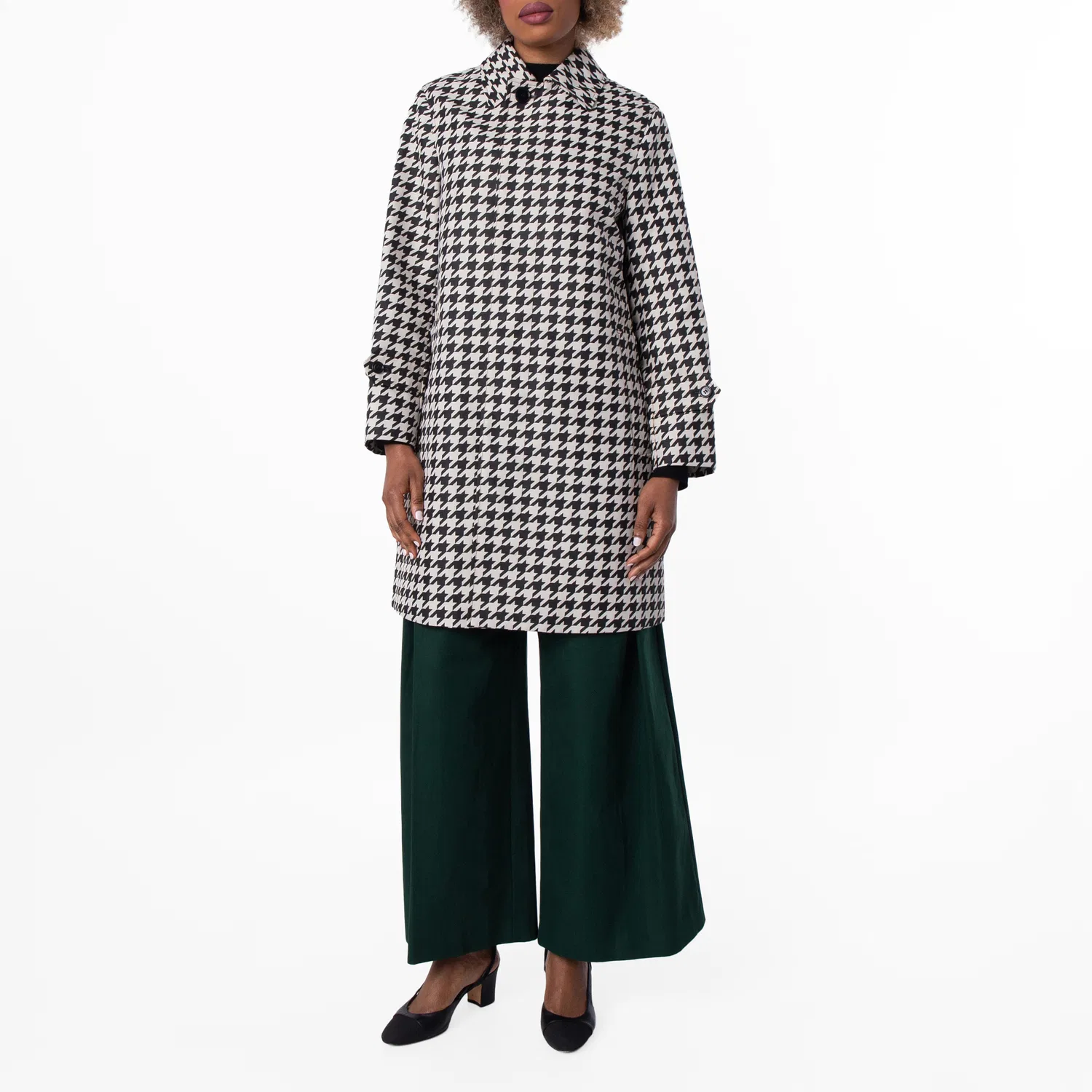 Пальто-автокуртка из твила с принтом «гусиная лапка» Houndstooth-Print Twill Car Coat Burberry, Black Ip Chk — фото 3