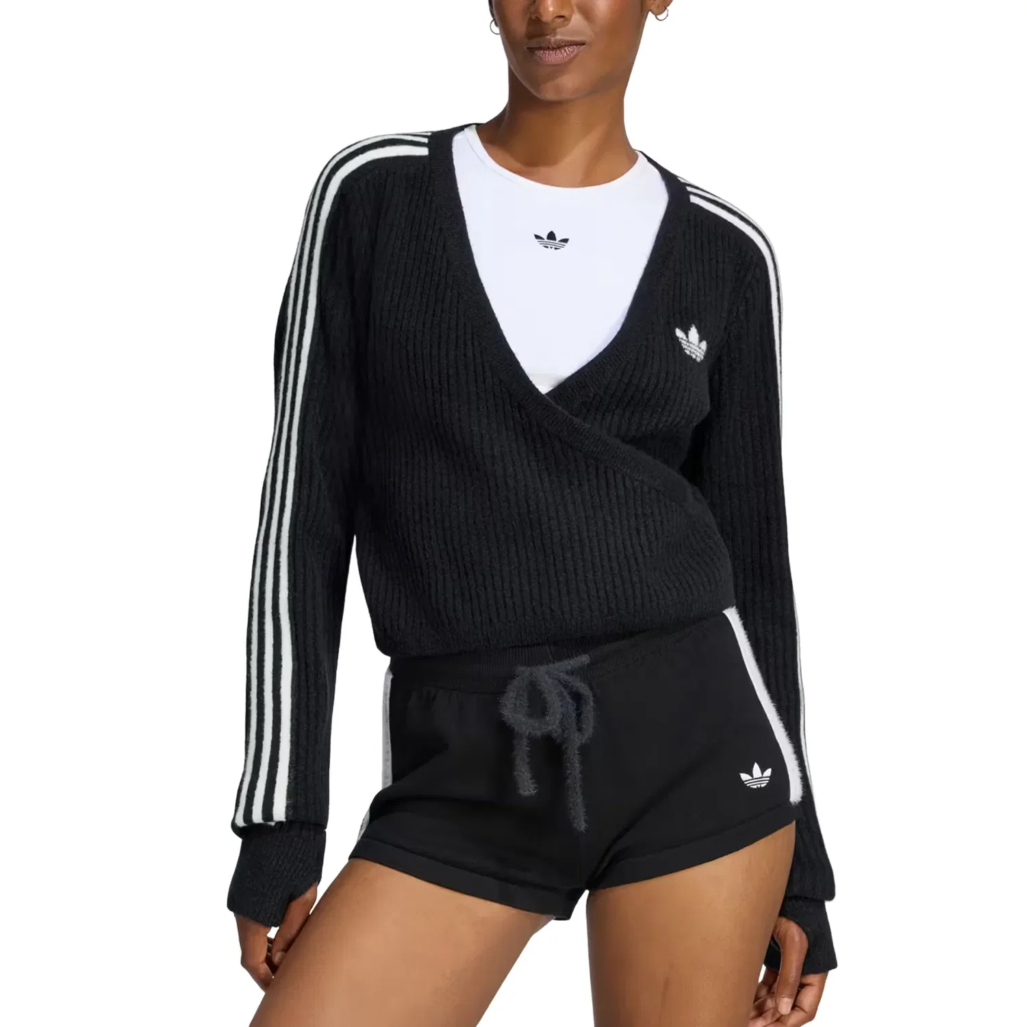 Куртка Jennie Knitted Wrap Around Cardigan Asia Sizing 'Black' adidas, черный — фото 2