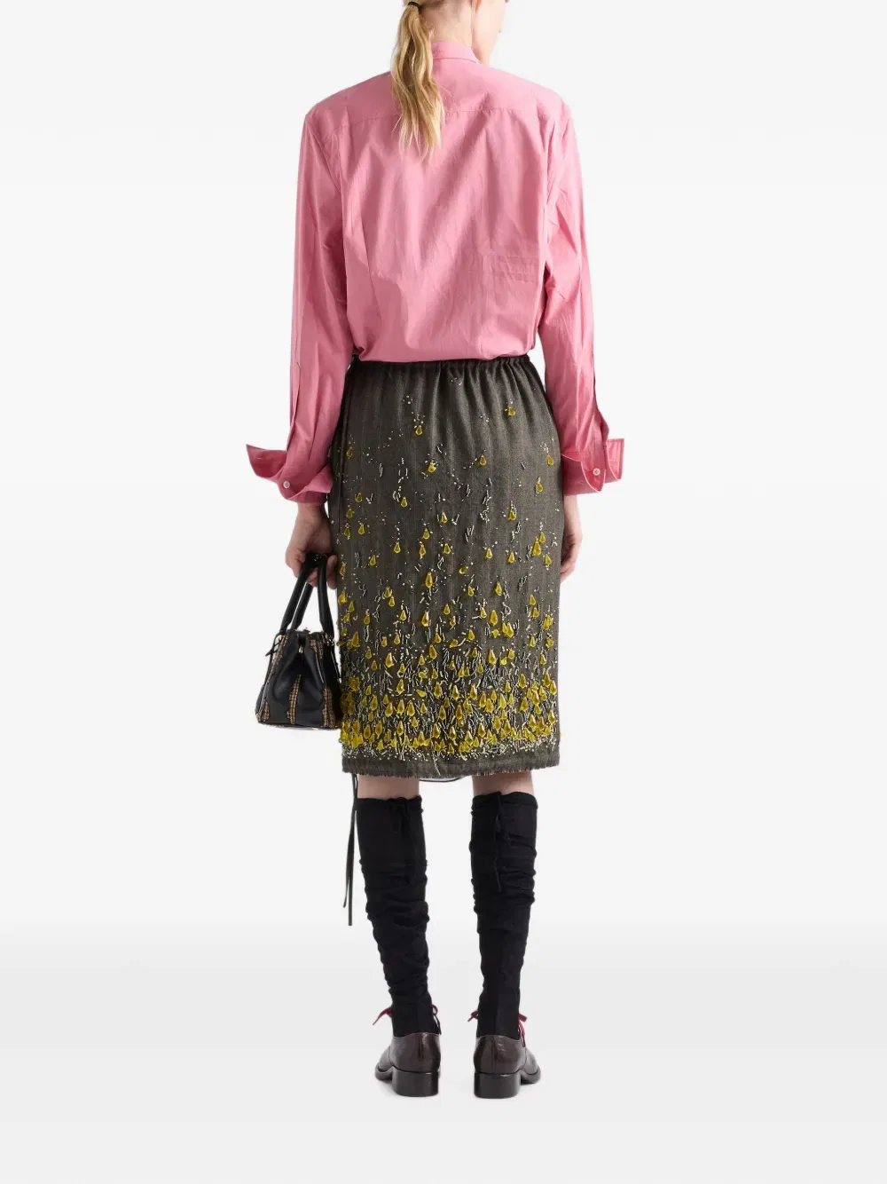 Рубашка хлопковая Prada, розовый — фото 3