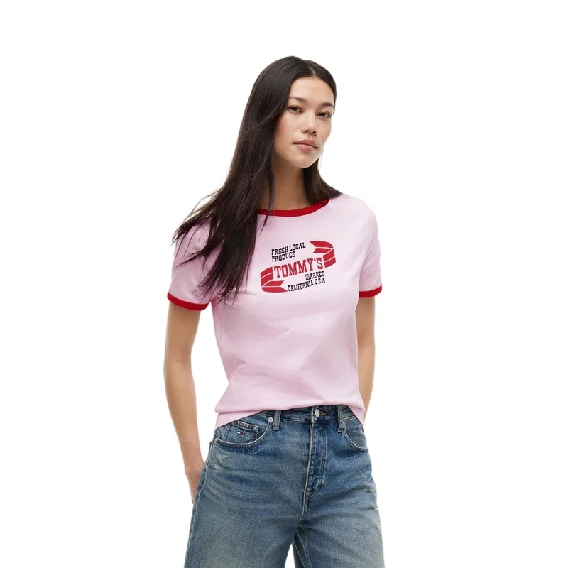 Женская футболка с круглым вырезом TN9 Tommy Hilfiger, Pink TN9 — фото 4