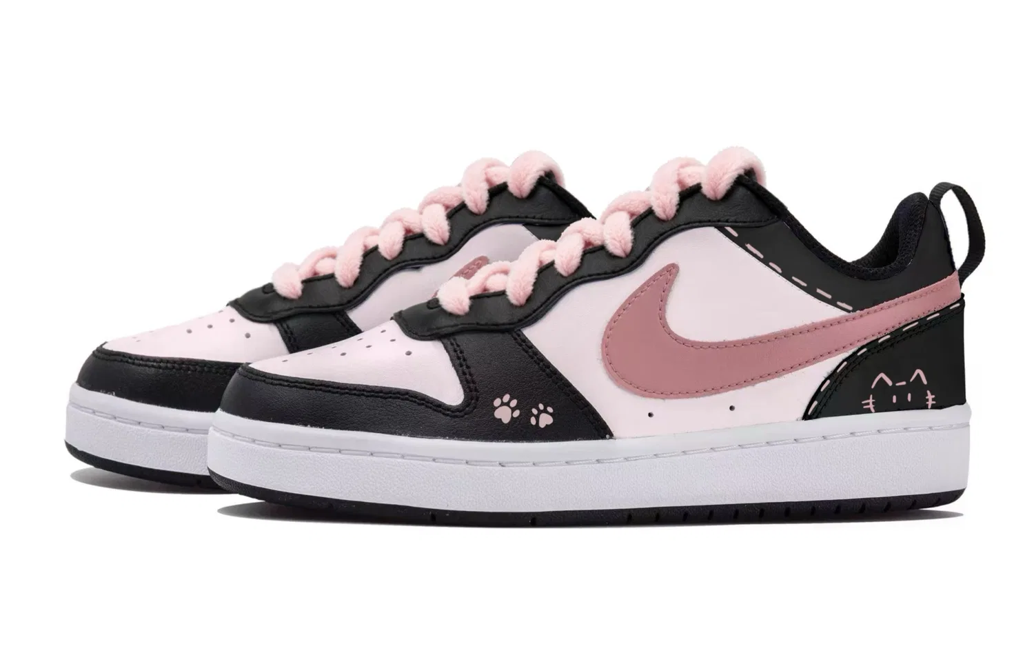 Детские кеды для скейтбординга с низким верхом Nike Court Borough Low 2, Black Pink — фото 4