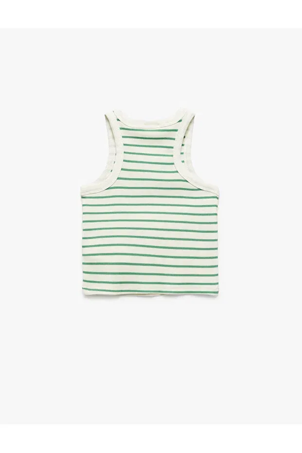 Детское для девочек хлопковое майка Koton, Green Striped — фото 2