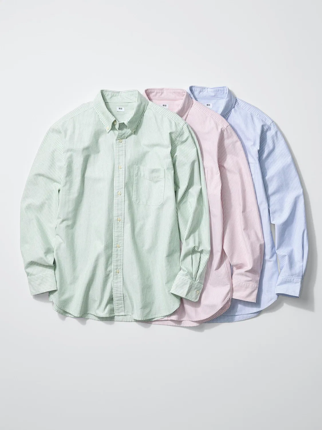Рубашка с длинным рукавом в полоску Uniqlo, синий — фото 3