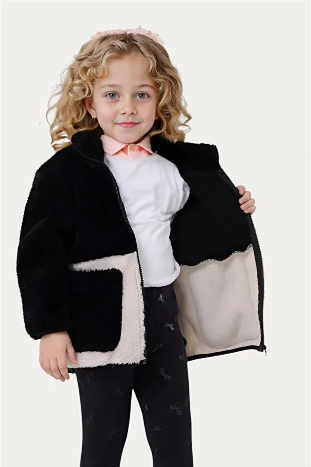 Детское зимнее пальто для девочек на молнии Basics Firststops, Black