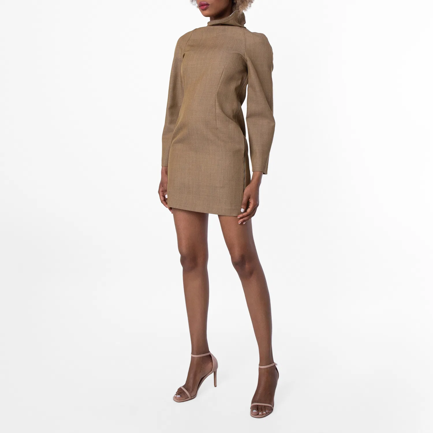 Платье мини из шерсти Tailored Wool Zipped Mini Dress Burberry, Beige/Honey