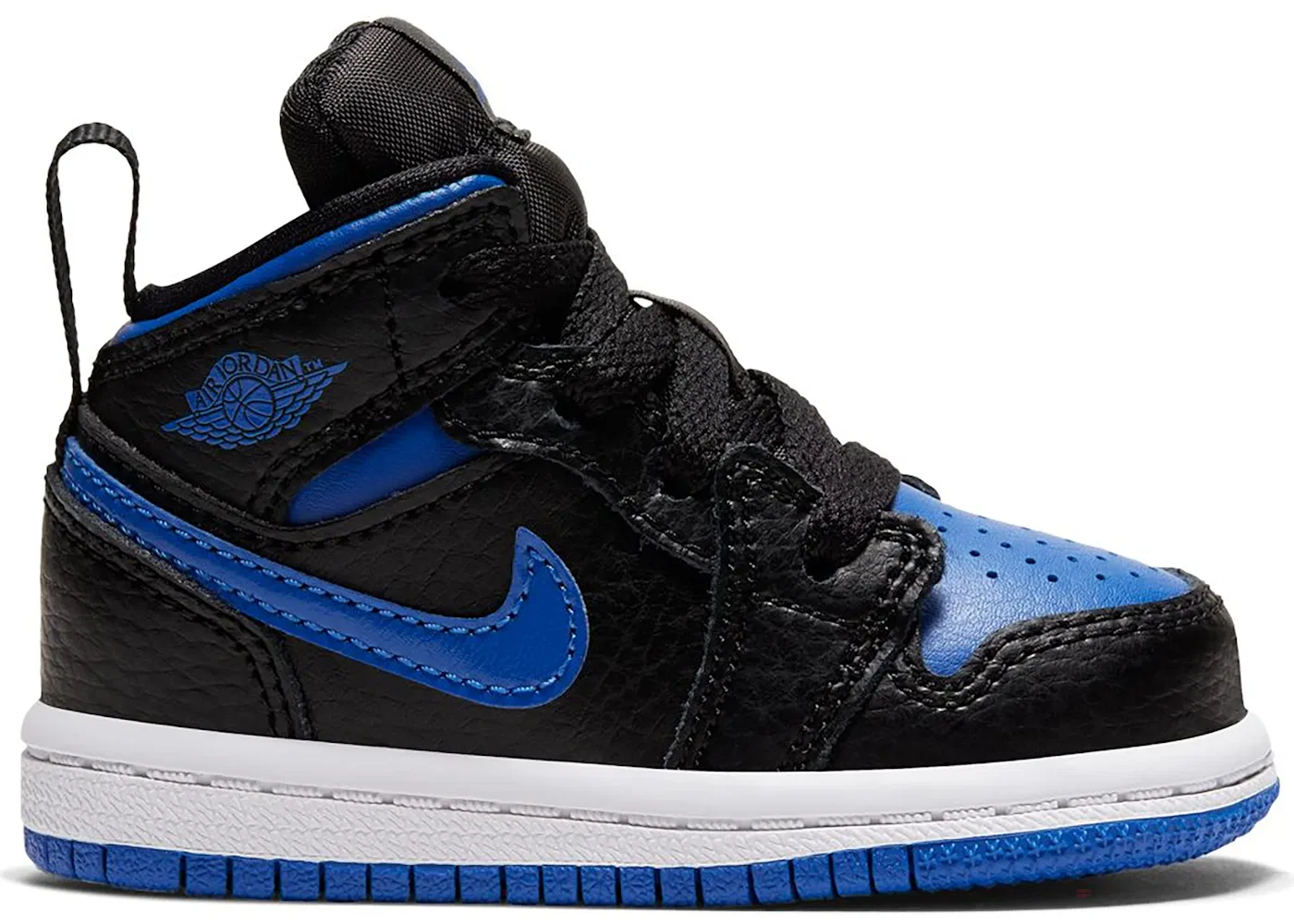 Детские кроссовки с контрастной расцветкой Jordan 1 Mid Jordan, Black/White-Hyper Royal