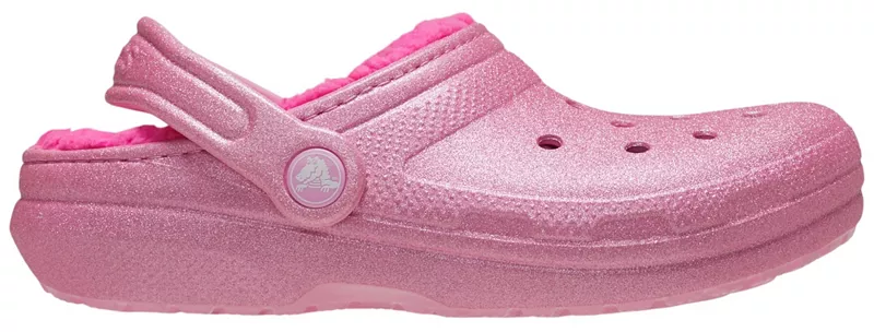 

Детские классические блестящие сабо Crocs на подкладке, розовый