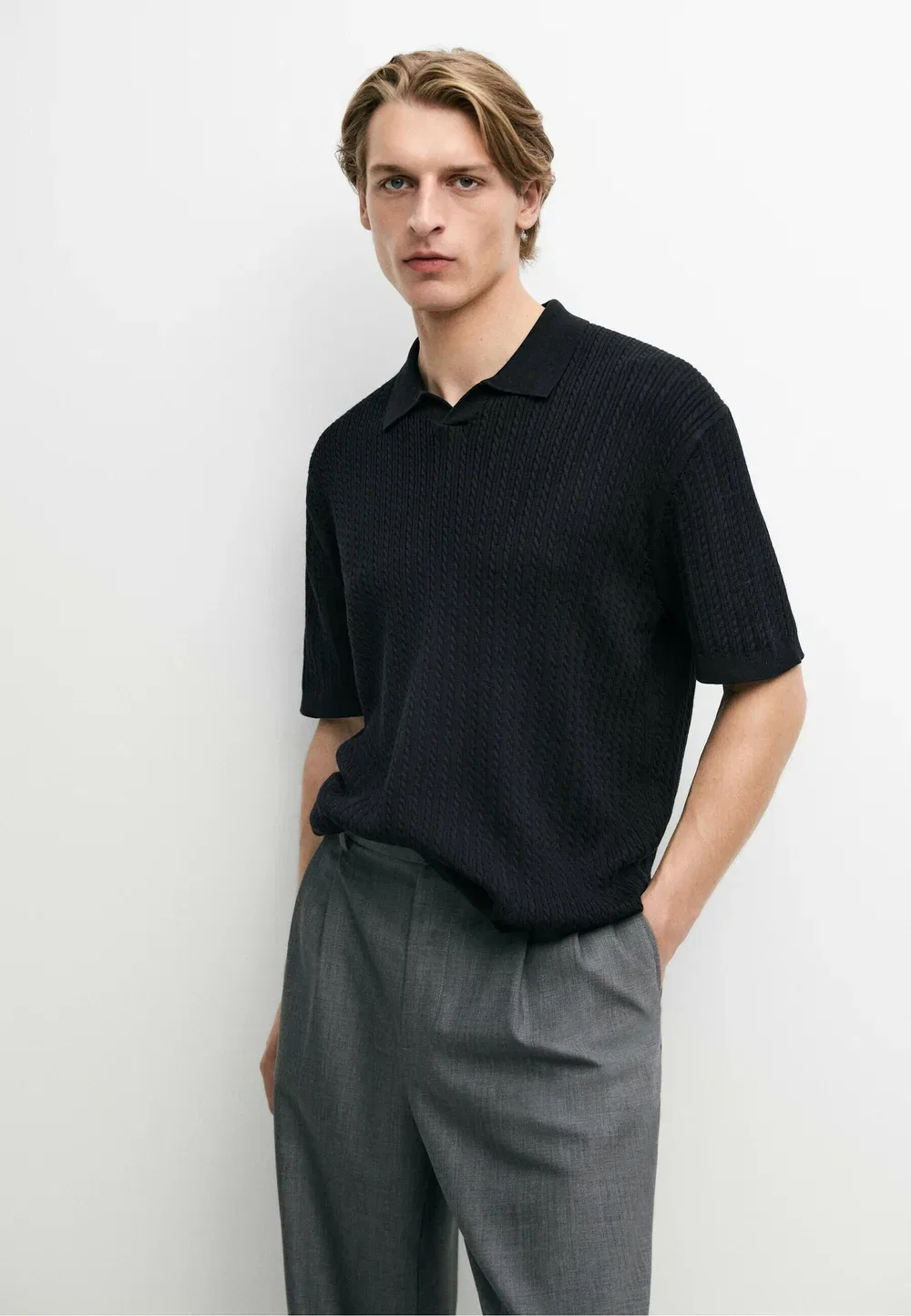 Рубашка поло Massimo Dutti, Mottled Dark Blue