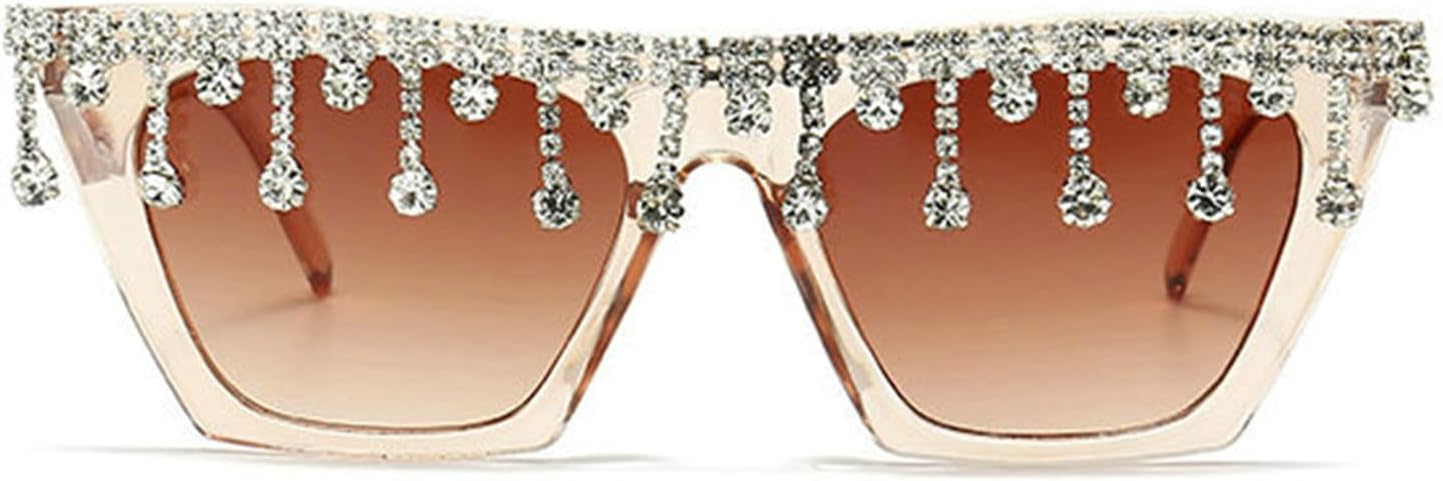 

Солнцезащитные очки Willochra Fashion «Кошачий глаз» с кисточками и стразами, женские солнцезащитные очки с хрустальными кисточками, уникальные блестящие очки с бриллиантами, Champagne