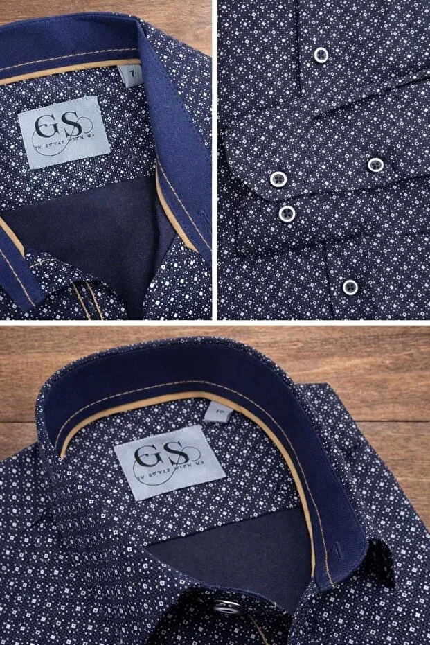 Детская рубашка для мальчиков с принтом Gs Tekstil, Navy Blue — фото 3