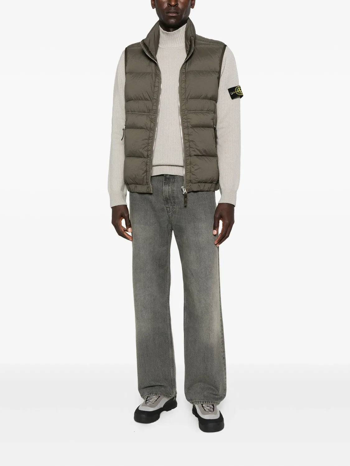 Рибаный свитер с горлом Stone Island, светло-бежевый — фото 4