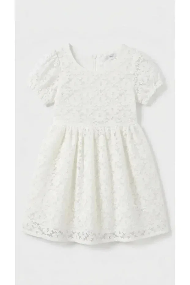 Детское платье для девочек кружевное Scallop lace dress Pink Export, White — фото 3