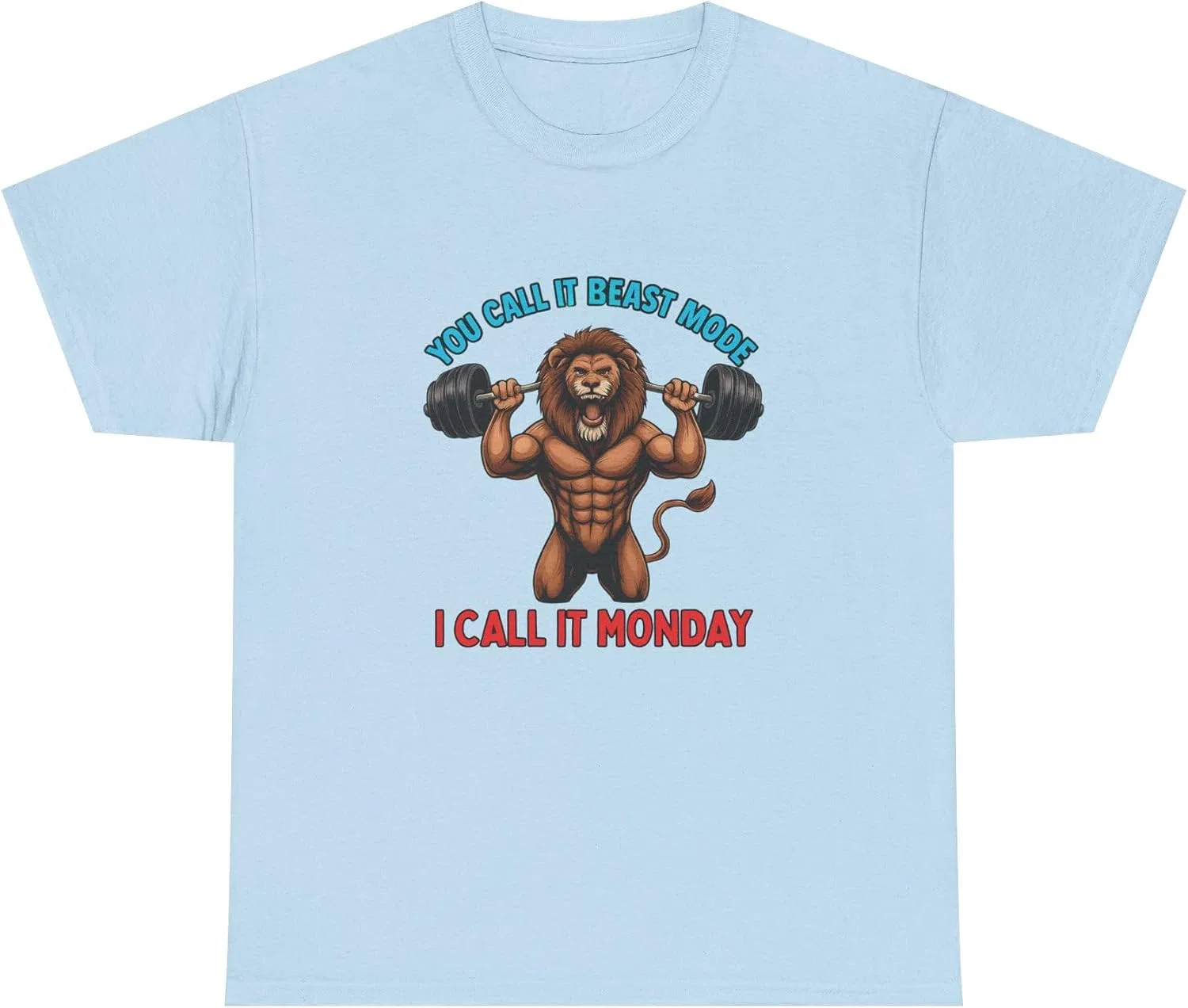 Футболка с принтом льва Beast Mode Gym, Light Blue